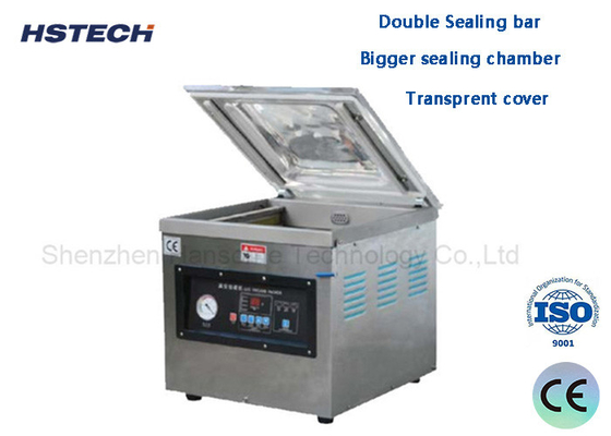 Un buon prezzo. Bar di sigillatura doppia camera di sigillamento più grande copertura trasparente macchina di sigillamento a vuoto industriale in linea